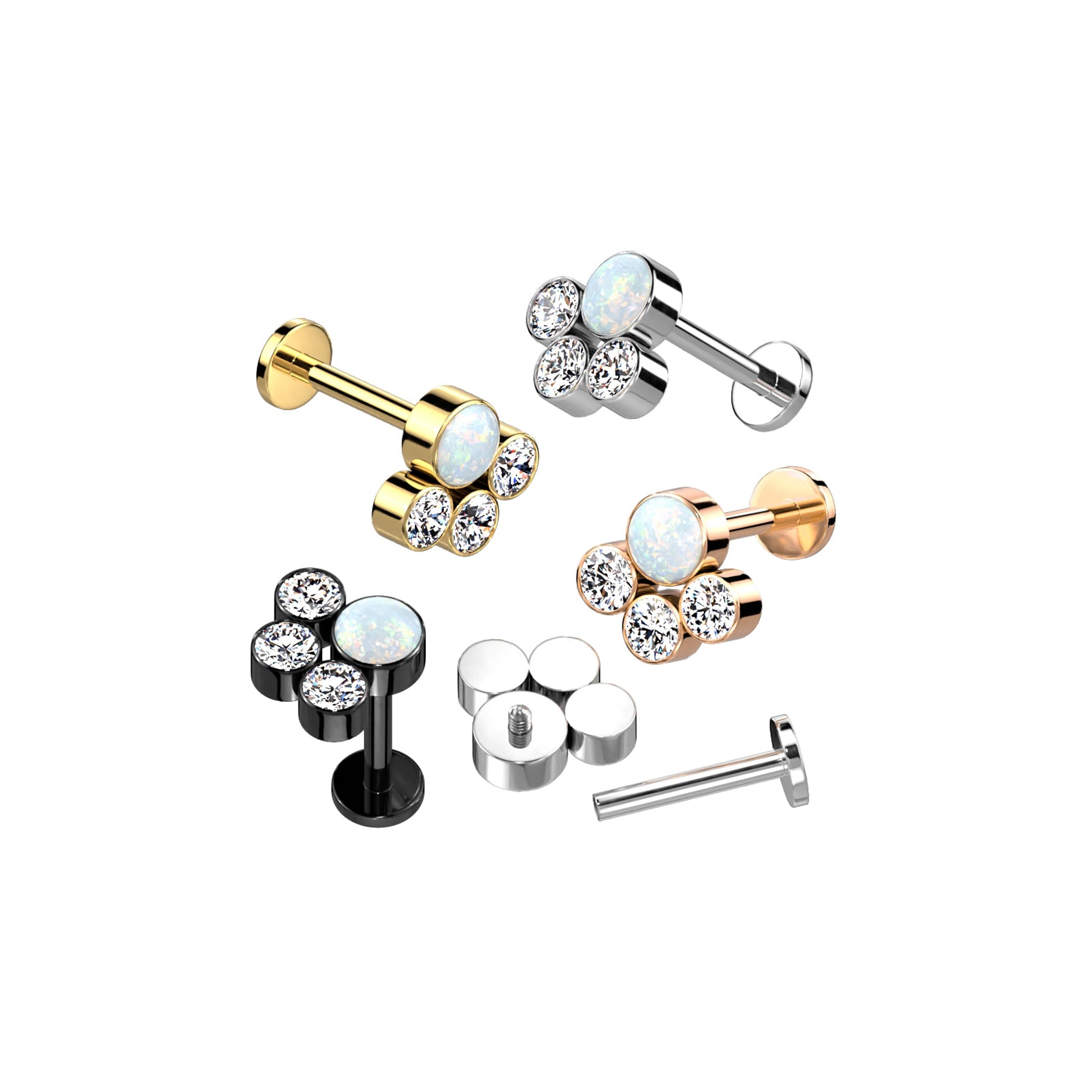 Piercing Labret OCTAVIA en Titane, Opale et Zirconium