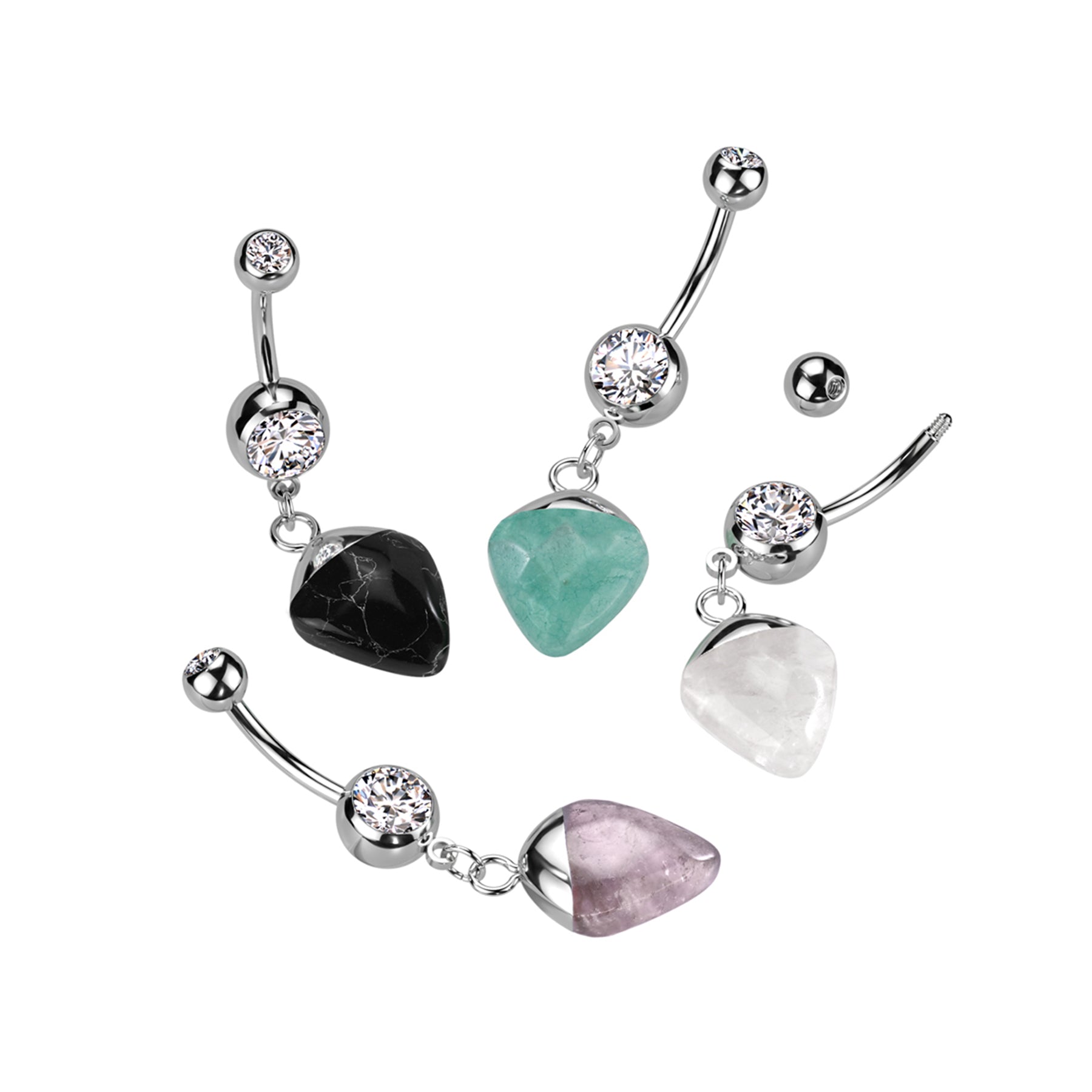 Piercing Nombril SYRITA en Acier et Pierre Naturelle