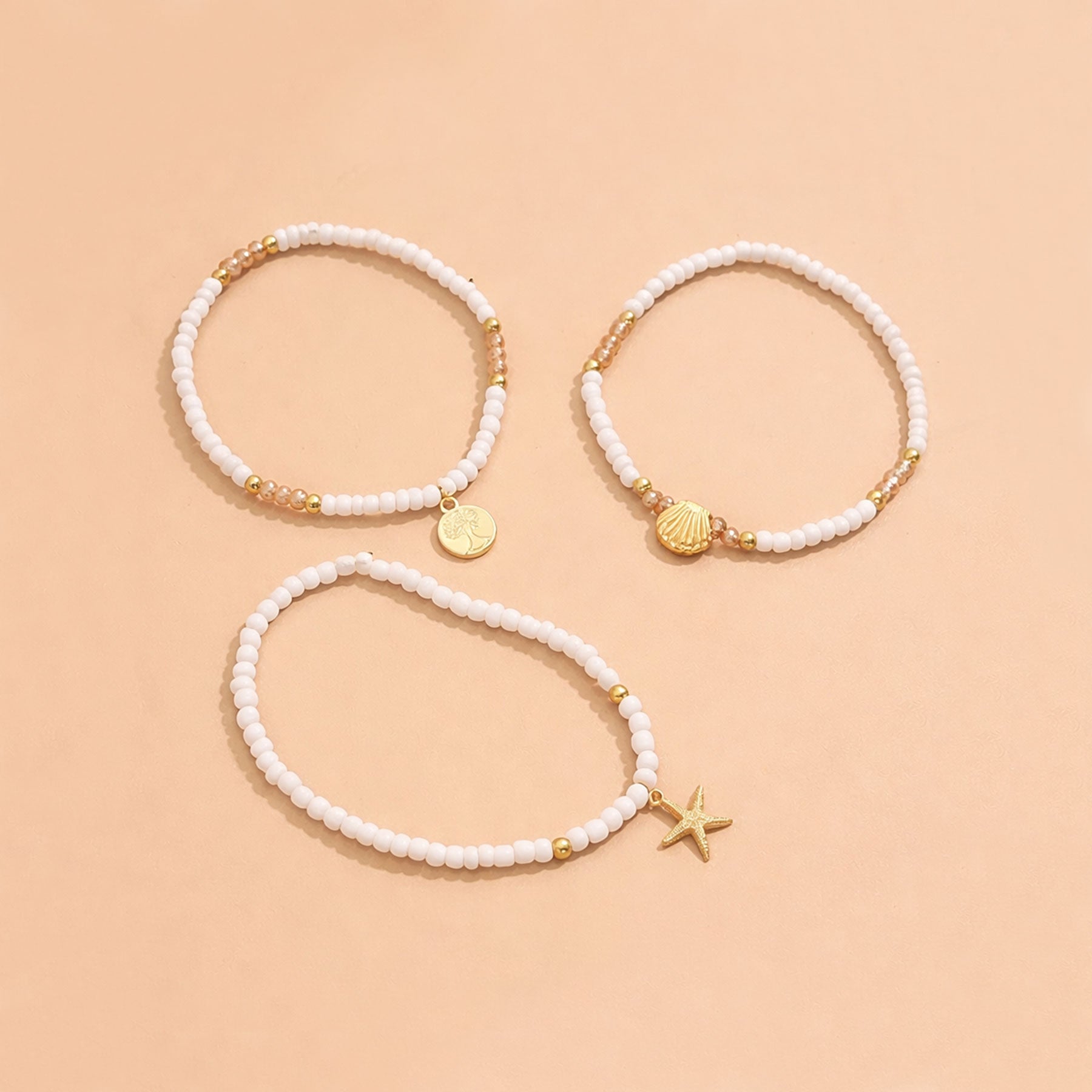 Set de 3 Bracelets SEASIDE en Acier Doré