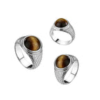 Bague Chevaliere SIGMUND en Acier et Oeil de Tigre