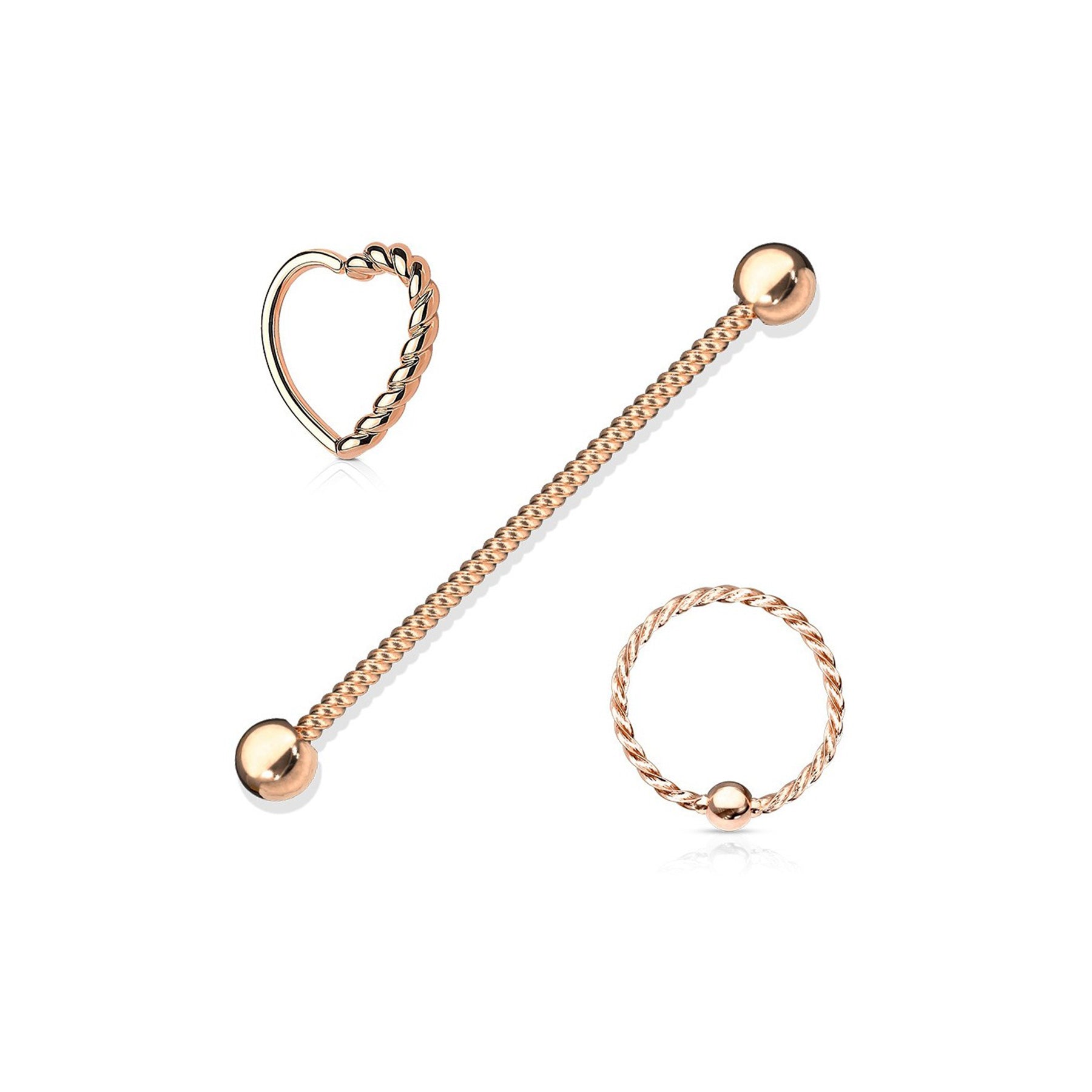 Set de 3 Piercings Oreille SWEET en Acier Chirurgical