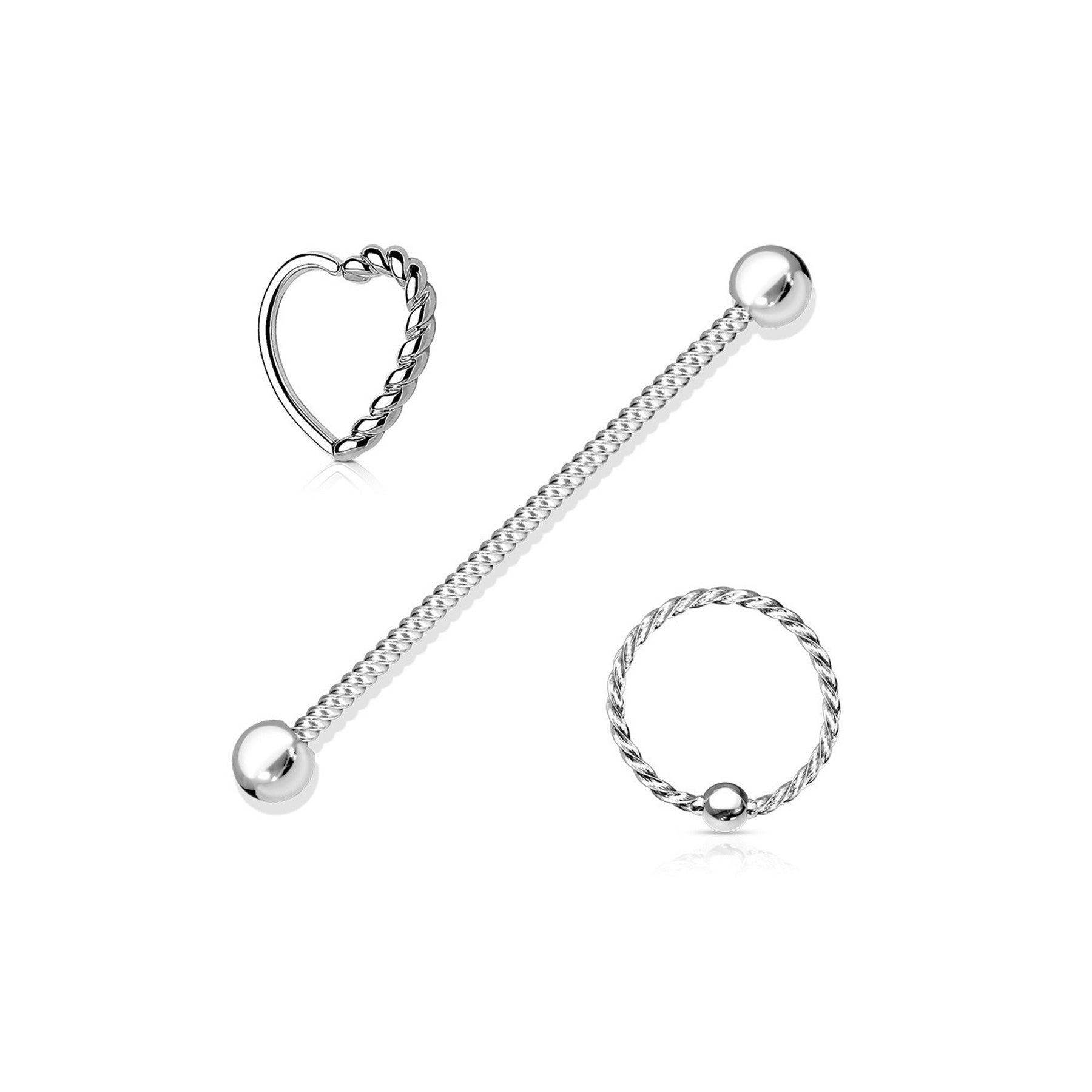 Set de 3 Piercings Oreille SWEET en Acier Chirurgical