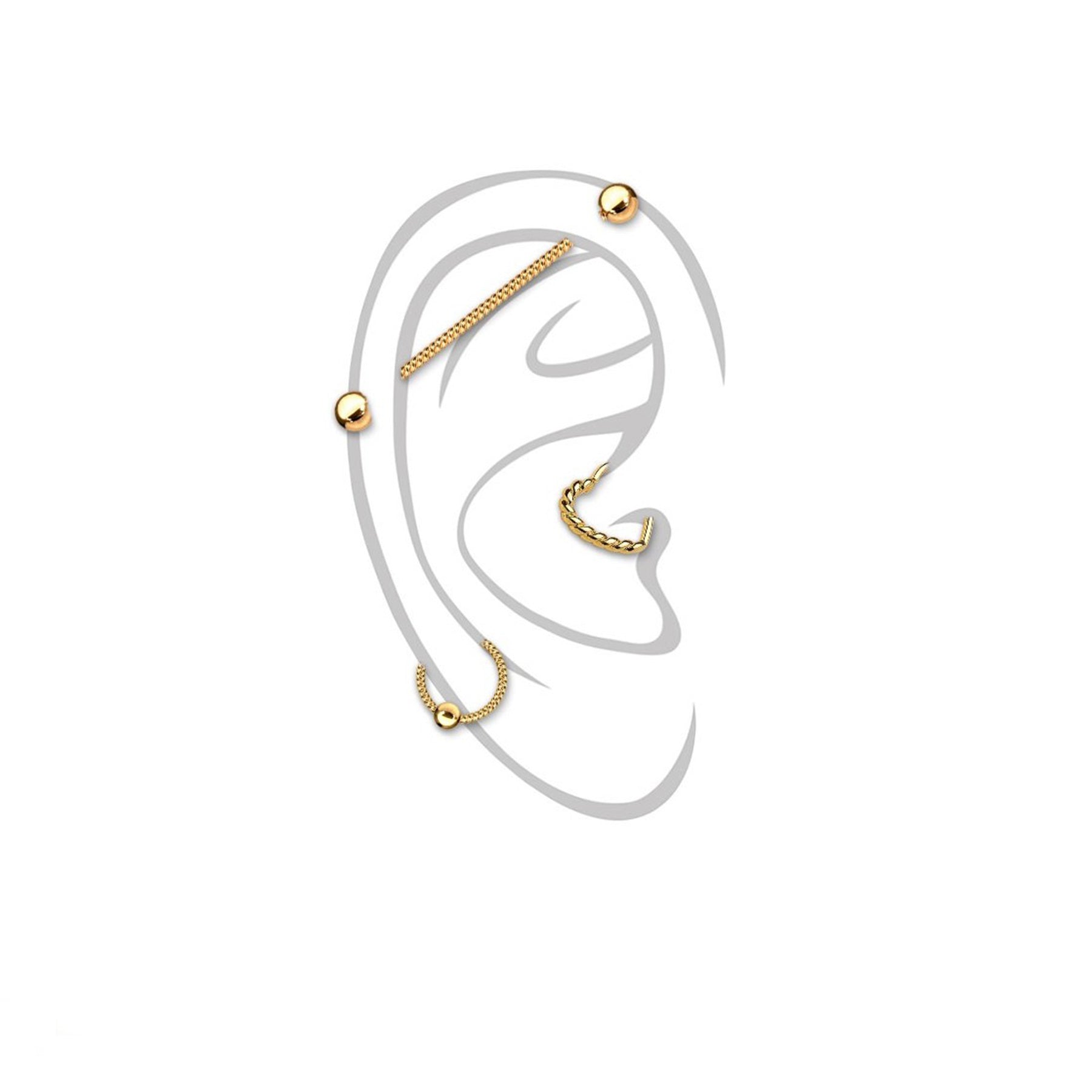 Set de 3 Piercings Oreille SWEET en Acier Chirurgical