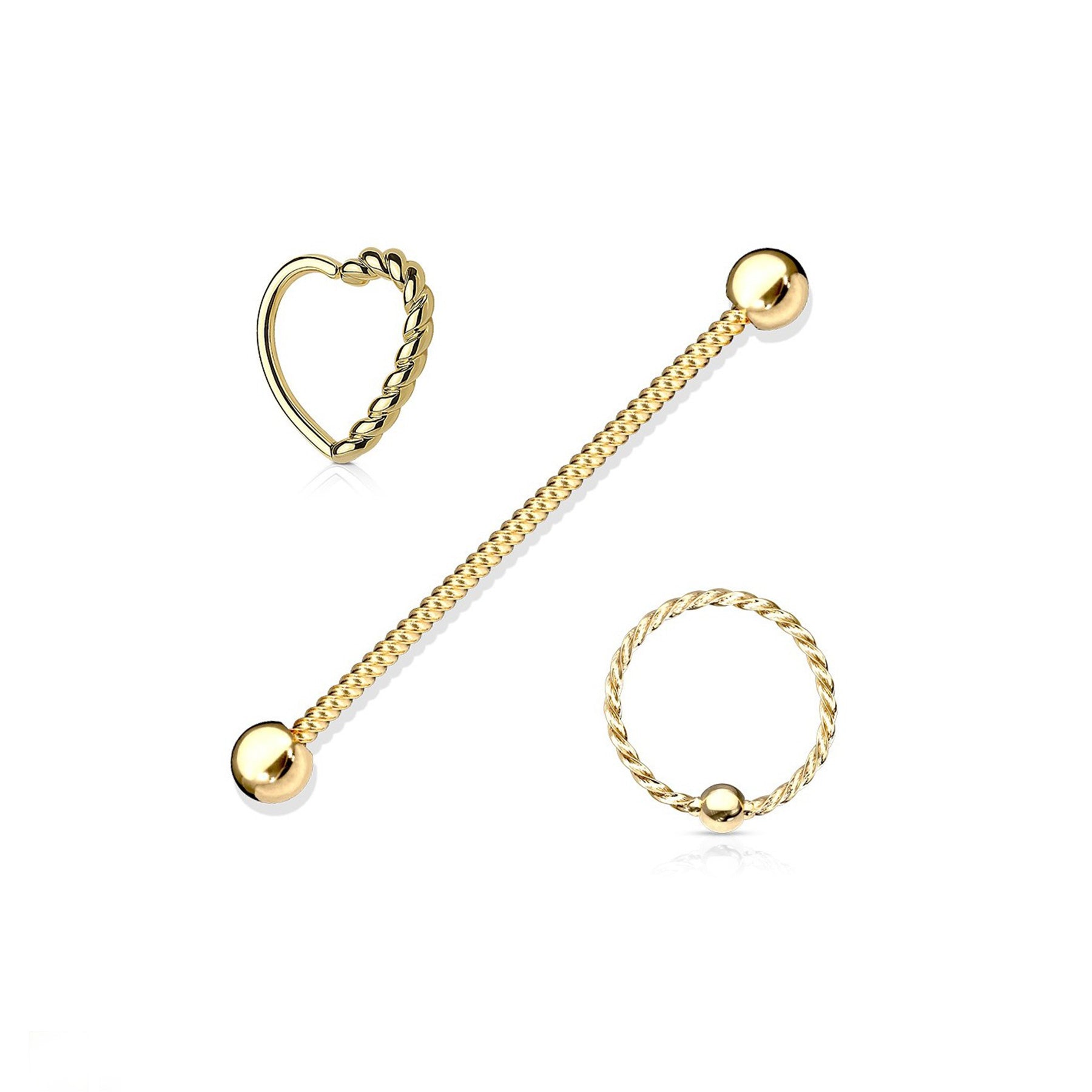 Set de 3 Piercings Oreille SWEET en Acier Chirurgical