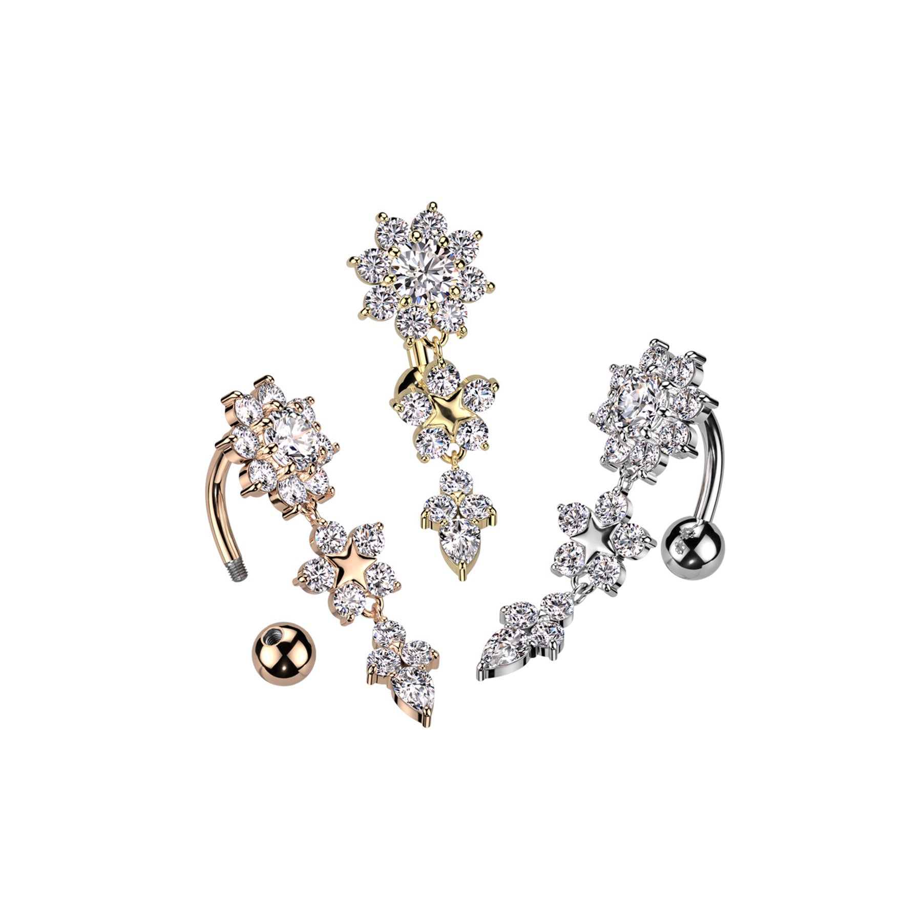Piercing Nombril TEKELA Inversé avec Pendentif en Acier et Zirconium