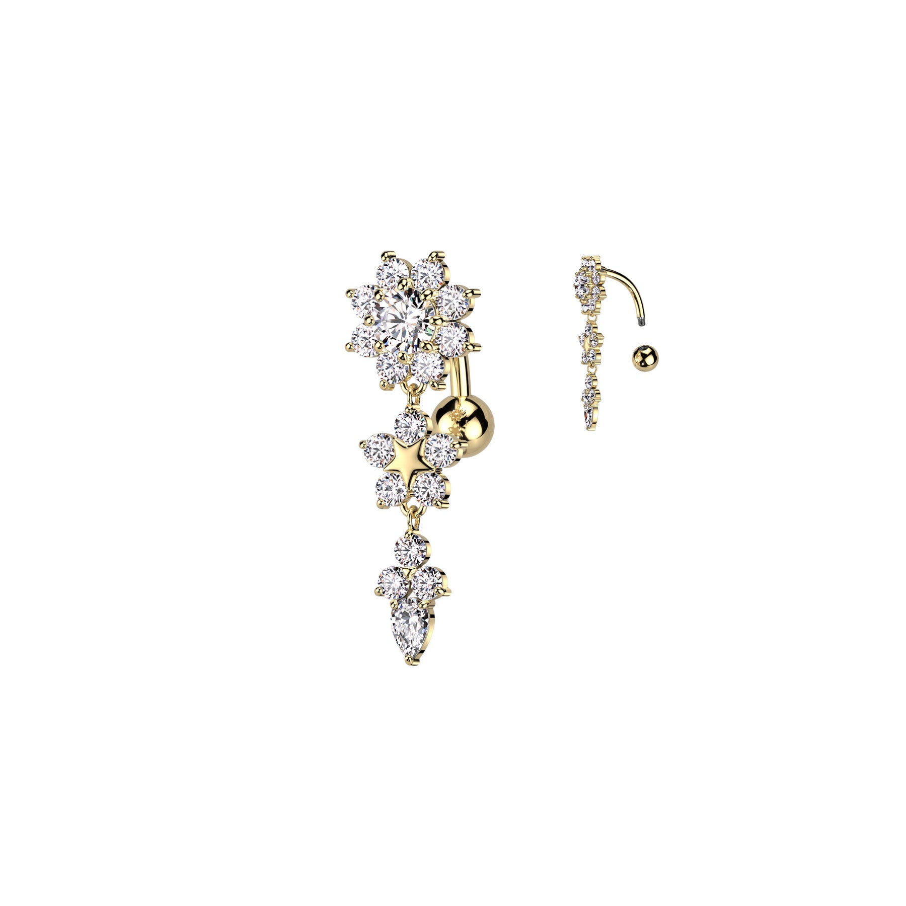 Piercing Nombril TEKELA Inversé avec Pendentif en Acier et Zirconium