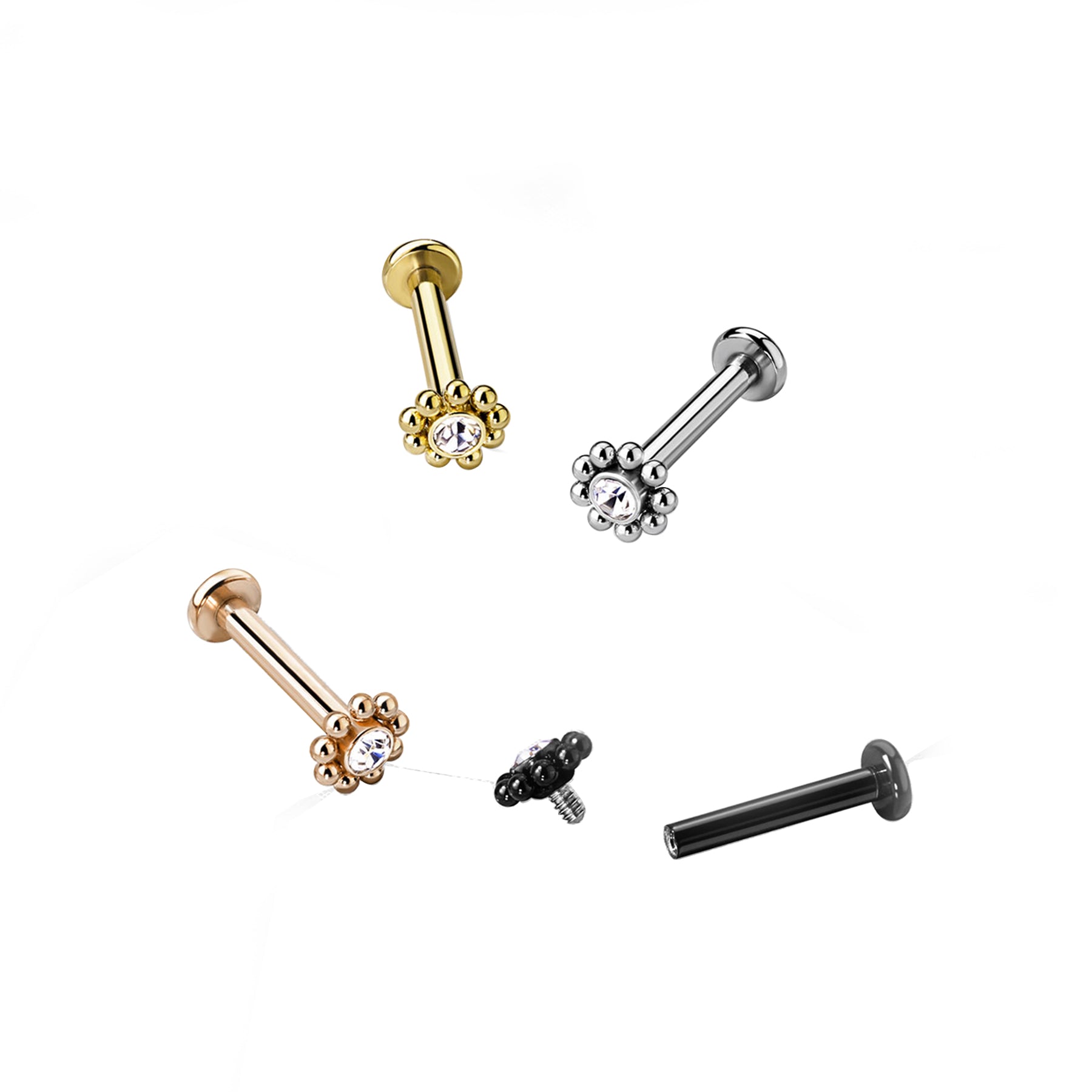 Piercing Labret TEONA en Acier et Cristal