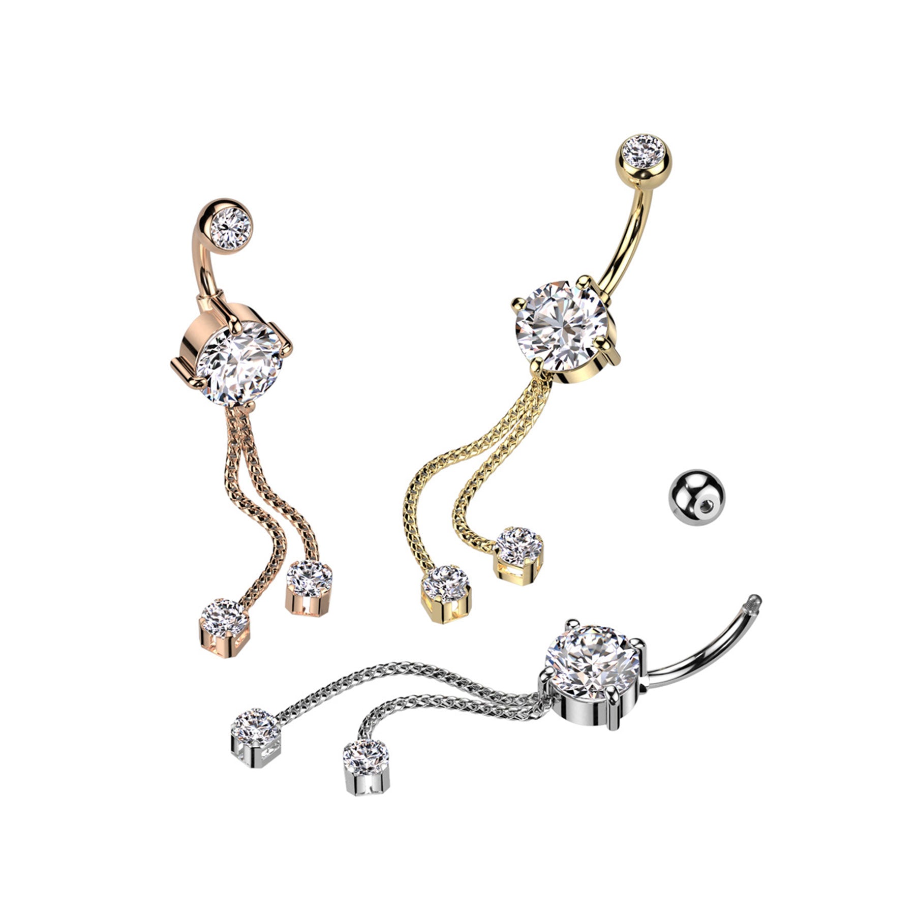 Piercing Nombril THASHA avec Double Chaîne en Pendentif