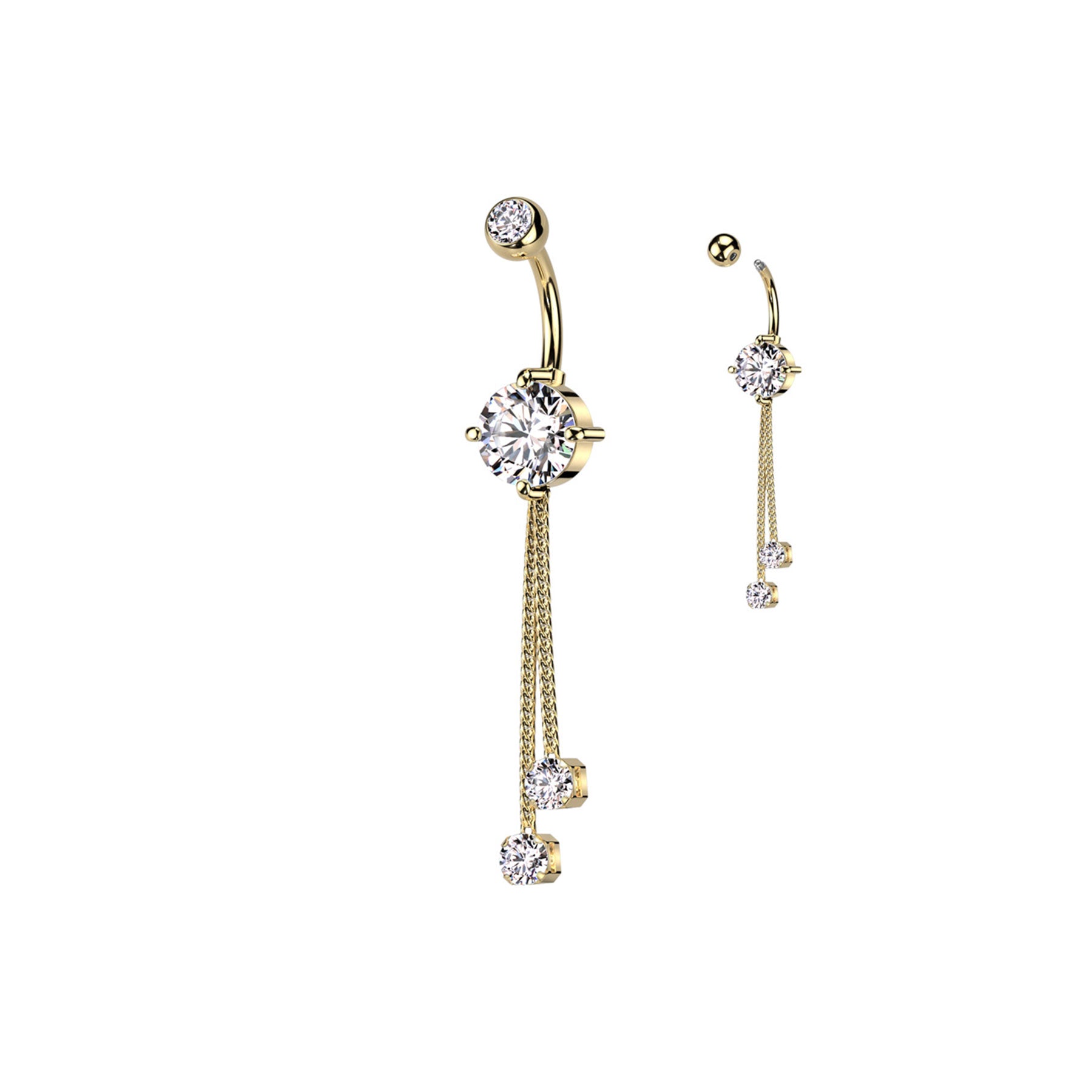 Piercing Nombril THASHA avec Double Chaîne en Pendentif