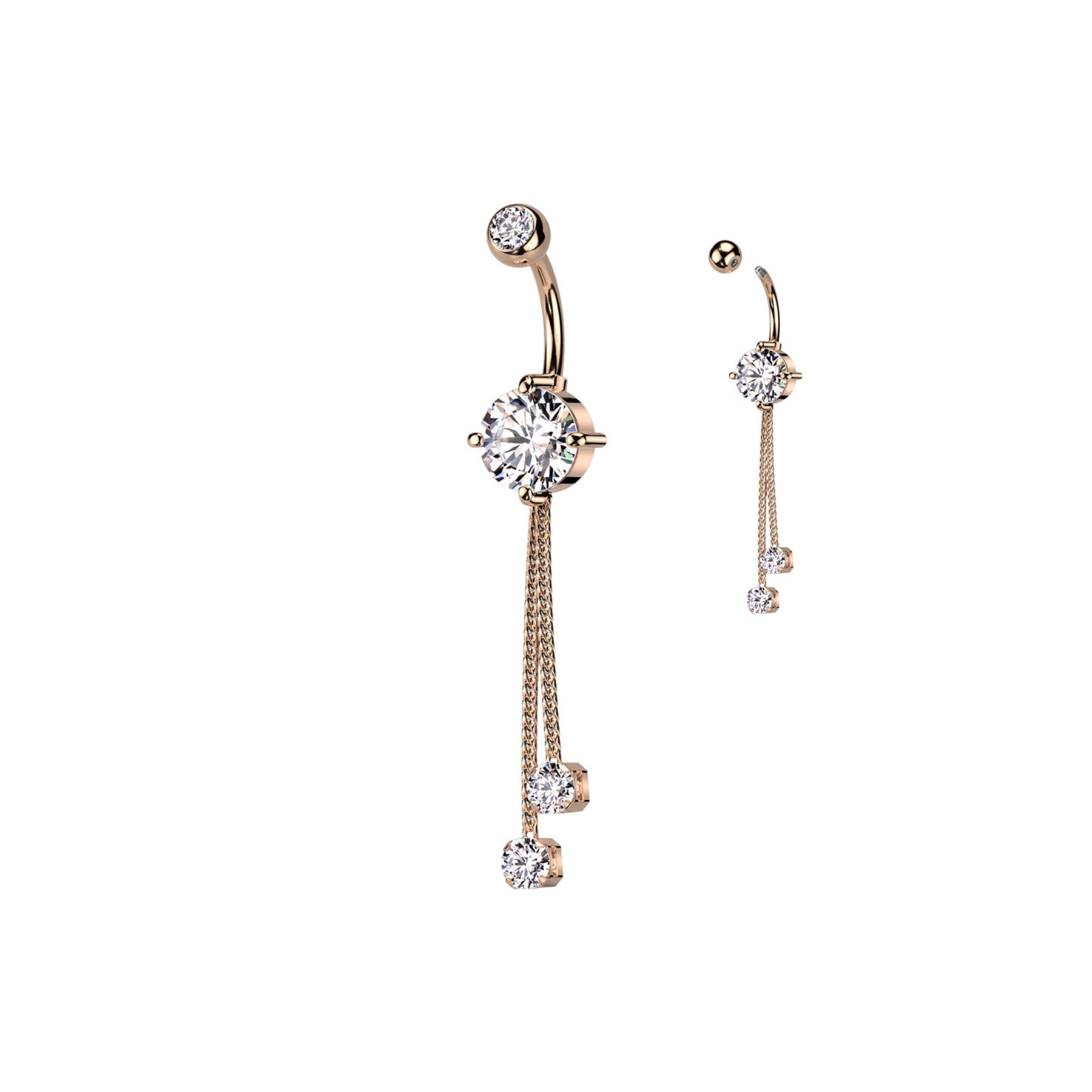 Piercing Nombril THASHA avec Double Chaîne en Pendentif