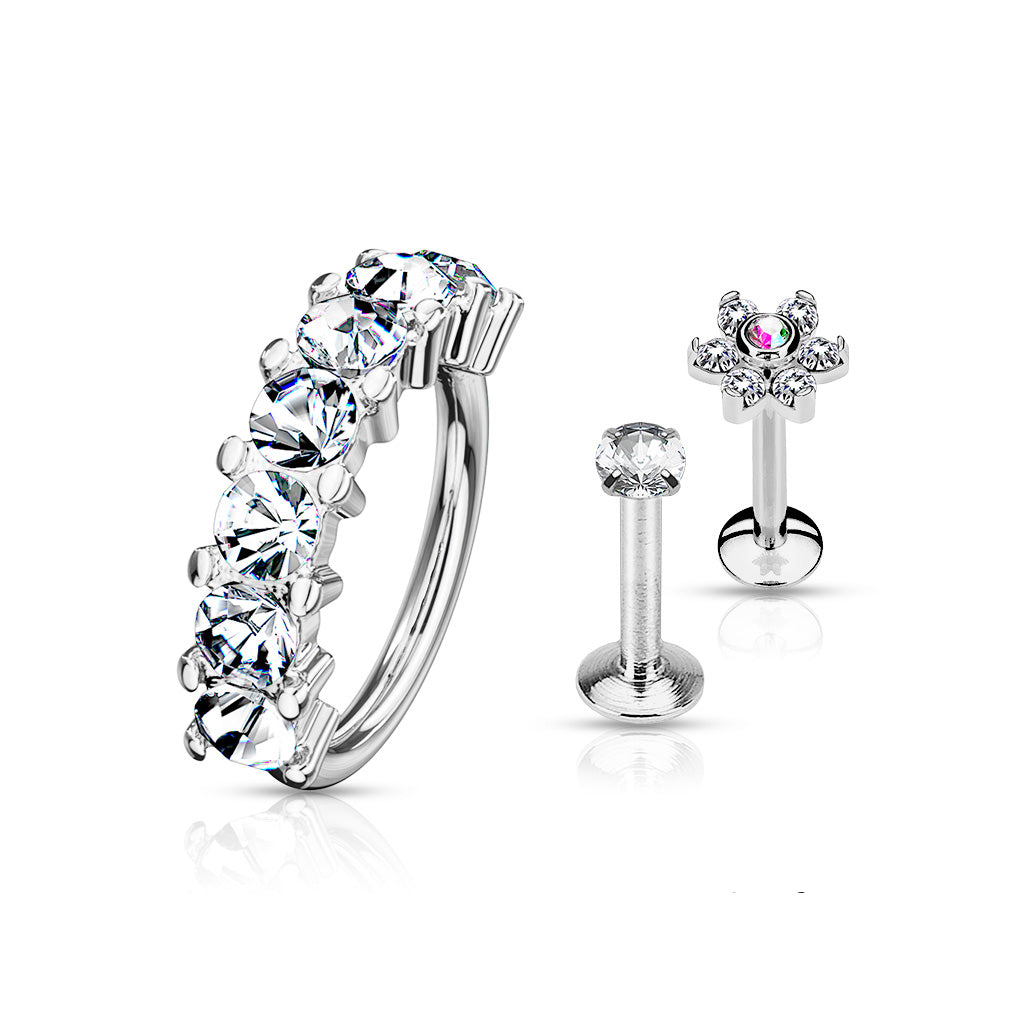 Set de 3 Piercings Oreille CRUNK en Acier Chirurgical