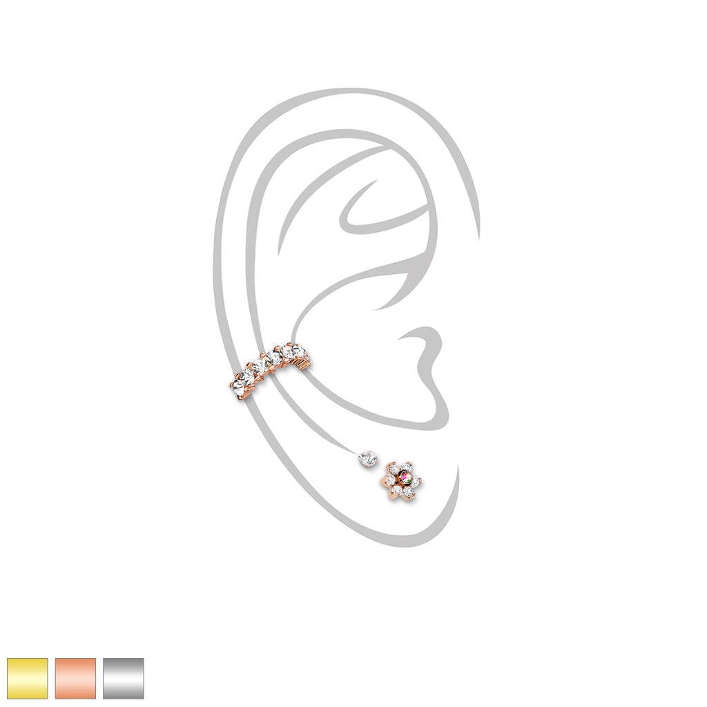 Set de 3 Piercings Oreille CRUNK en Acier Chirurgical