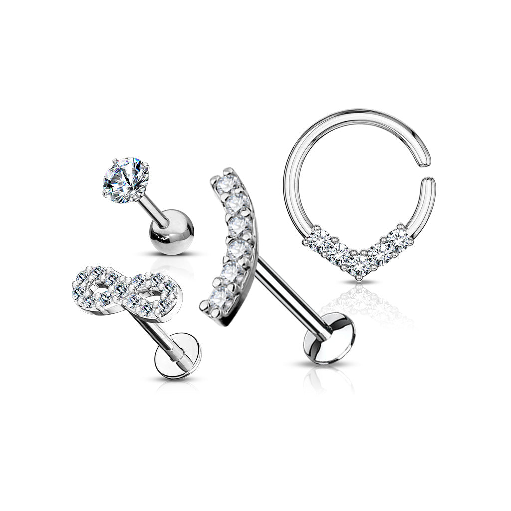 Set de 4 Piercings Oreille CRUSH en Acier Chirurgical