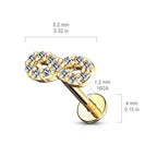 Set de 4 Piercings Oreille CRUSH en Acier Chirurgical