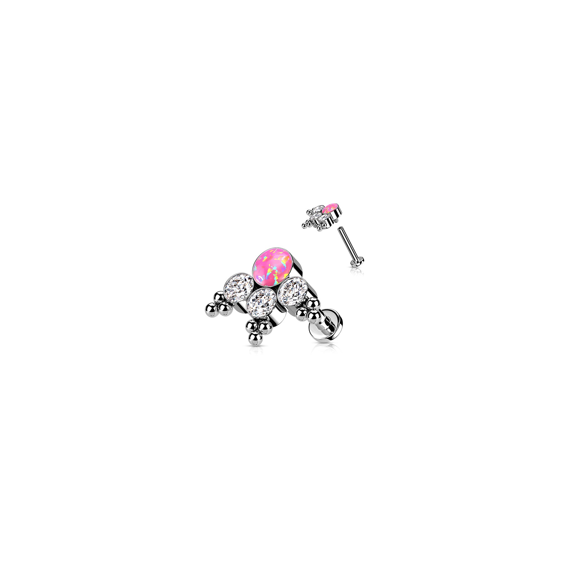 Piercing Labret VERA en Titane, Opale et Zirconium