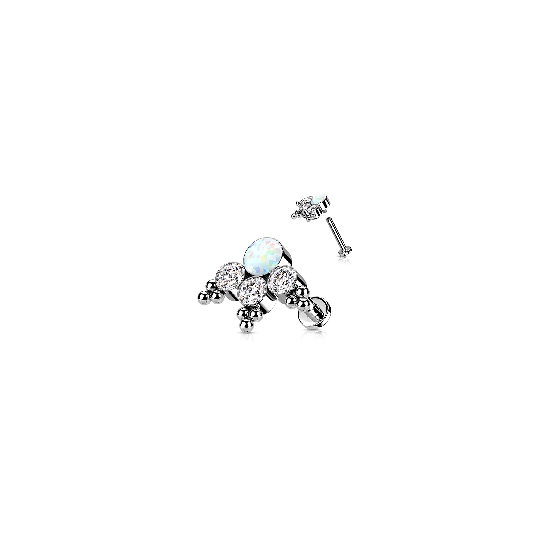 Piercing Labret VERA en Titane, Opale et Zirconium