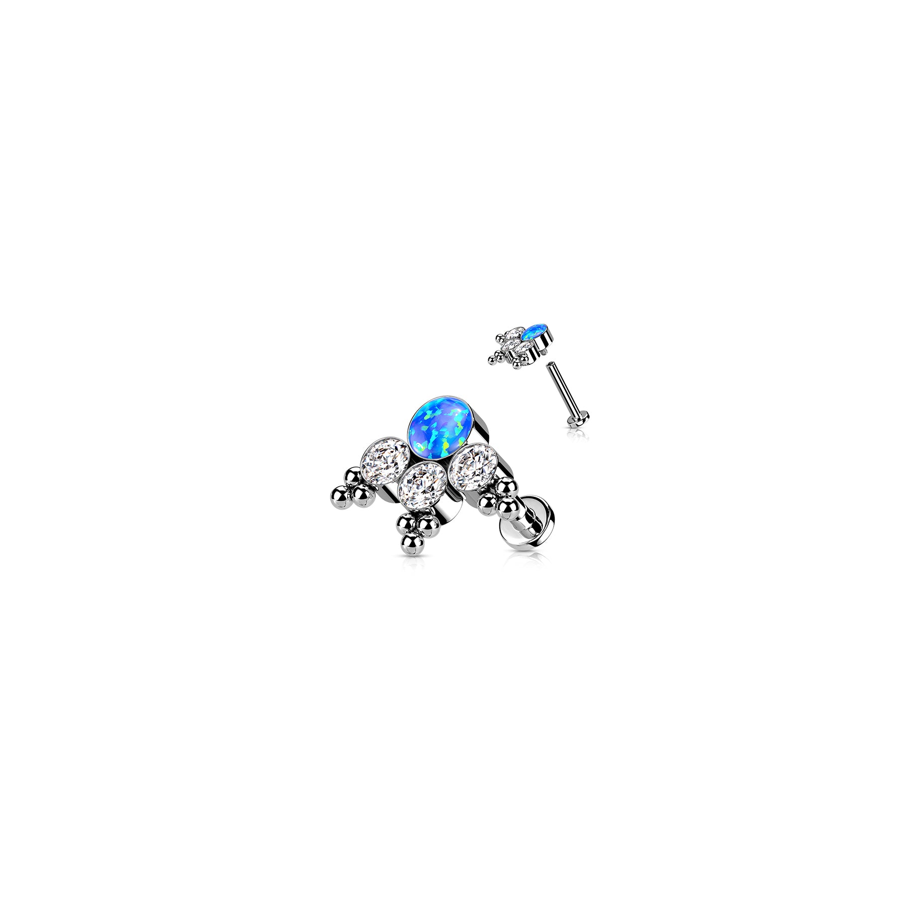 Piercing Labret VERA en Titane, Opale et Zirconium