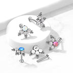 Piercing Labret VERA en Titane, Opale et Zirconium