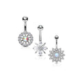 Set de 3 Piercings Nombril WILMA en Acier et Zirconium