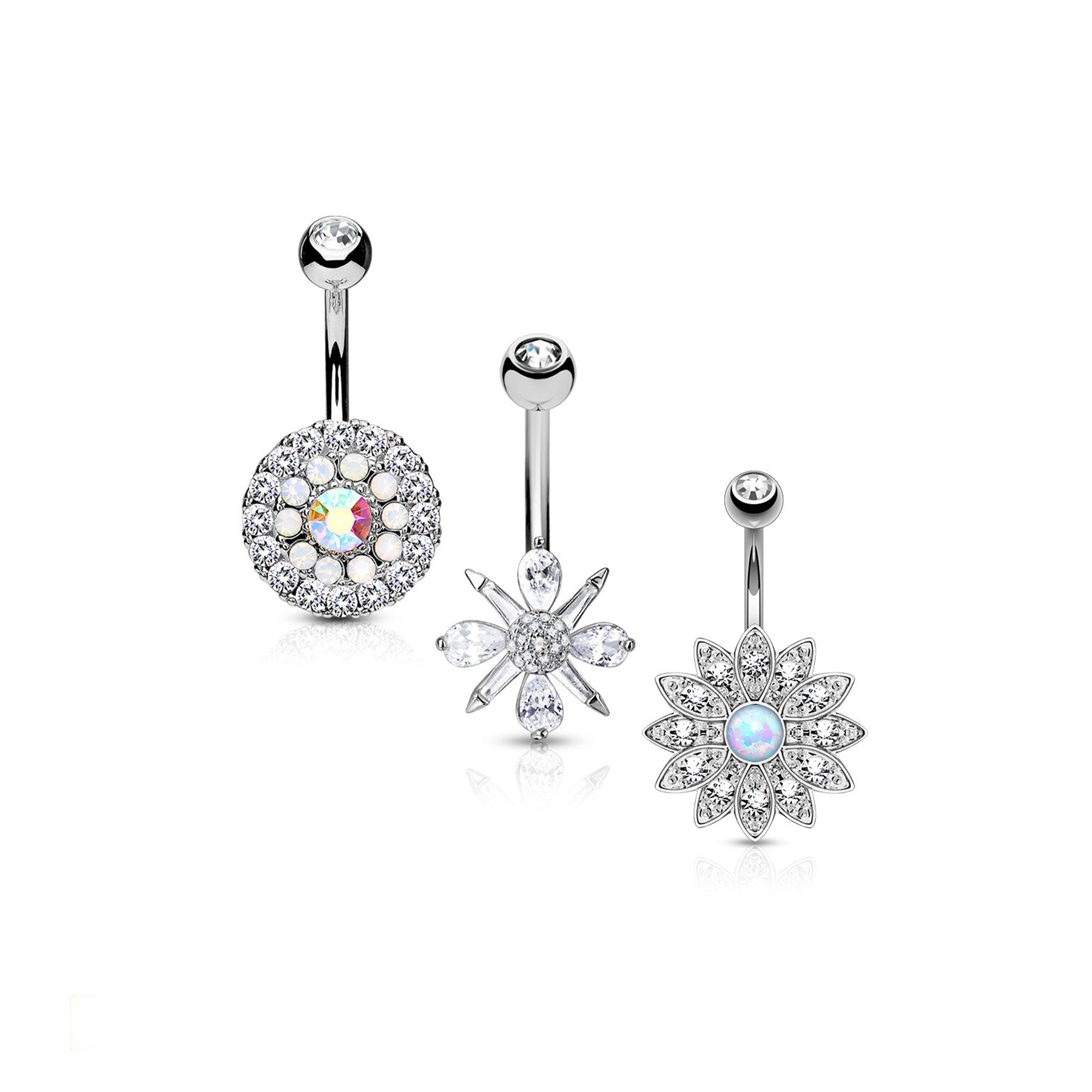 Set de 3 Piercings Nombril WILMA en Acier et Zirconium