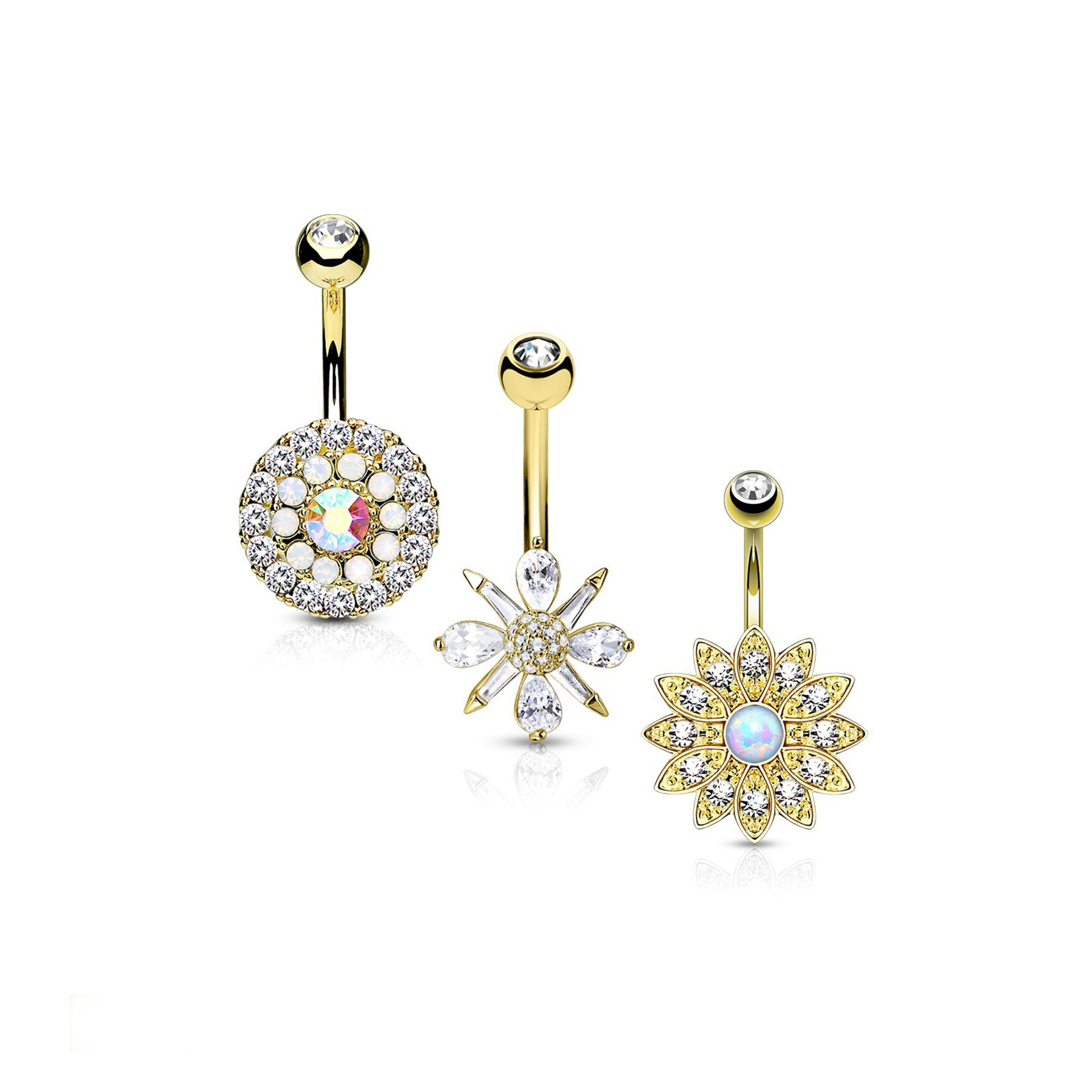 Set de 3 Piercings Nombril WILMA en Acier et Zirconium