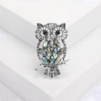 Broche WISDOM OWL en Acier et Strass