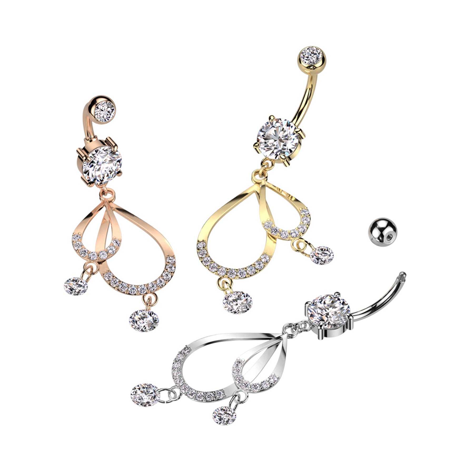 Piercing Nombril YOELA avec Pendentifs et Mutiples Zircons