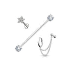 Set de 3 Piercings Oreille YOLO en Acier Chirurgical