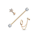 Set de 3 Piercings Oreille YOLO en Acier Chirurgical