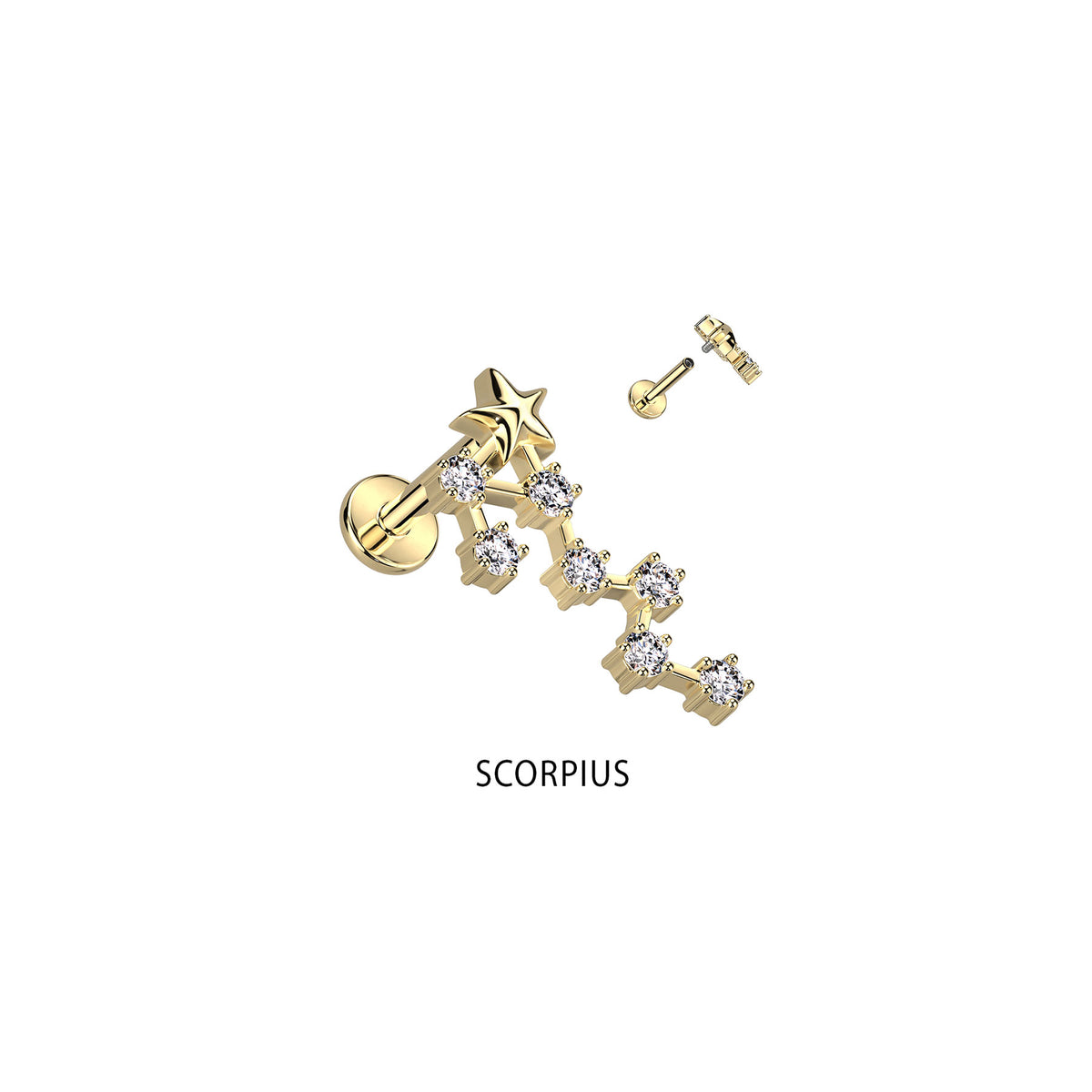 Piercing Labret ZODIAC en Acier et Zirconium