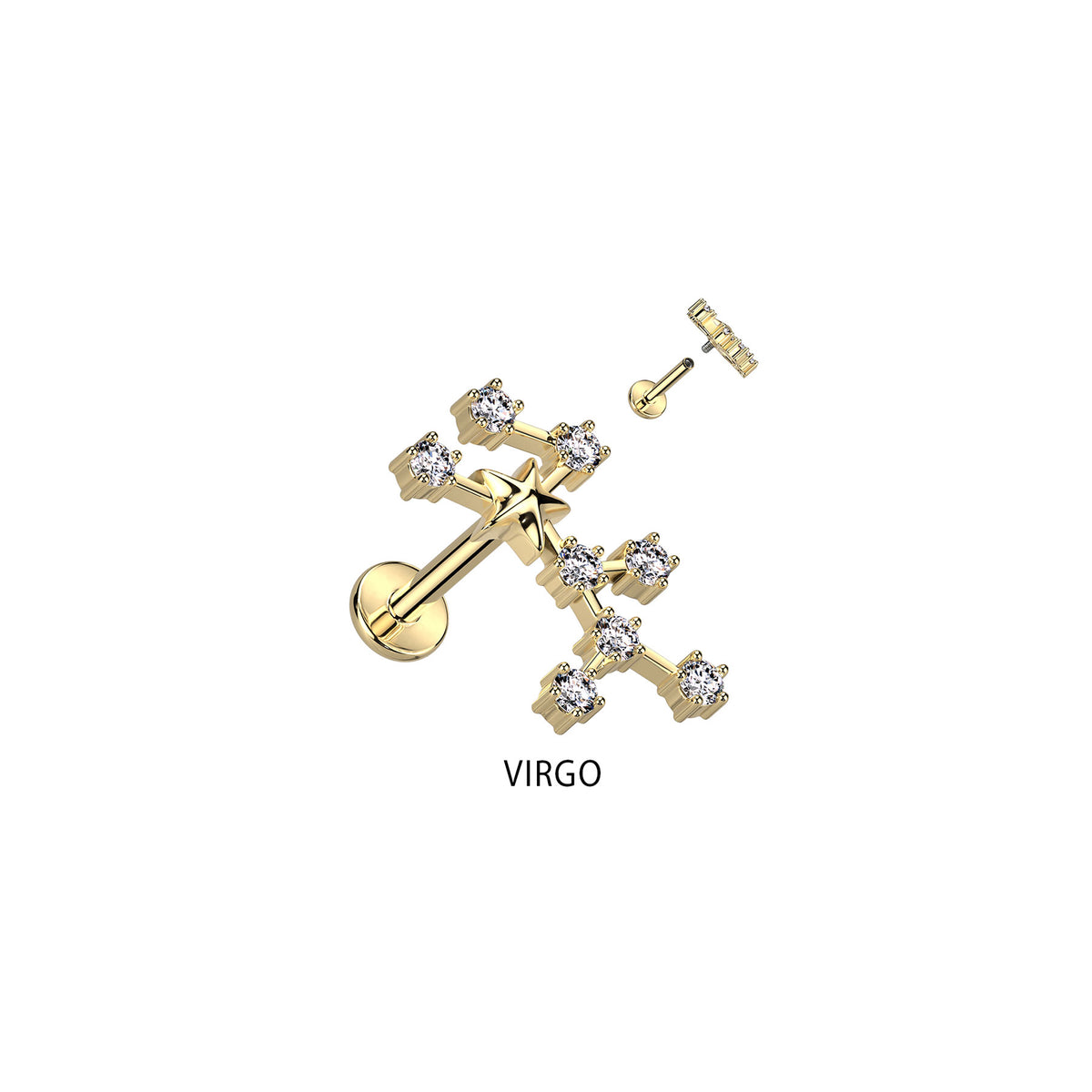 Piercing Labret ZODIAC en Acier et Zirconium