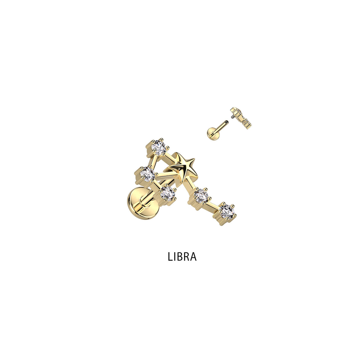 Piercing Labret ZODIAC en Acier et Zirconium