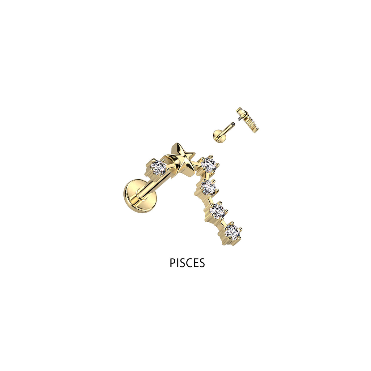 Piercing Labret ZODIAC en Acier et Zirconium