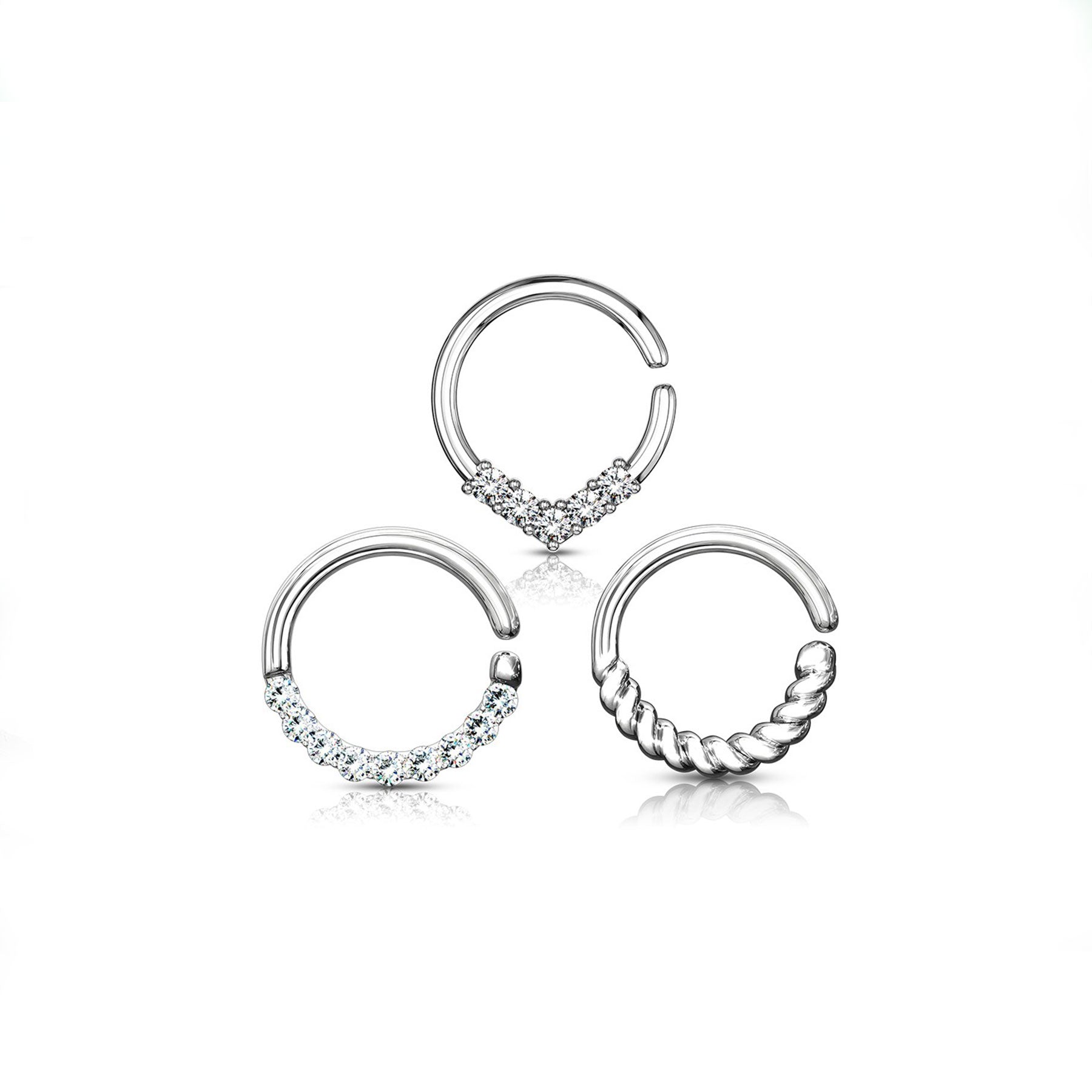 Lot de 3 Piercings CELIA en Acier et Zirconium
