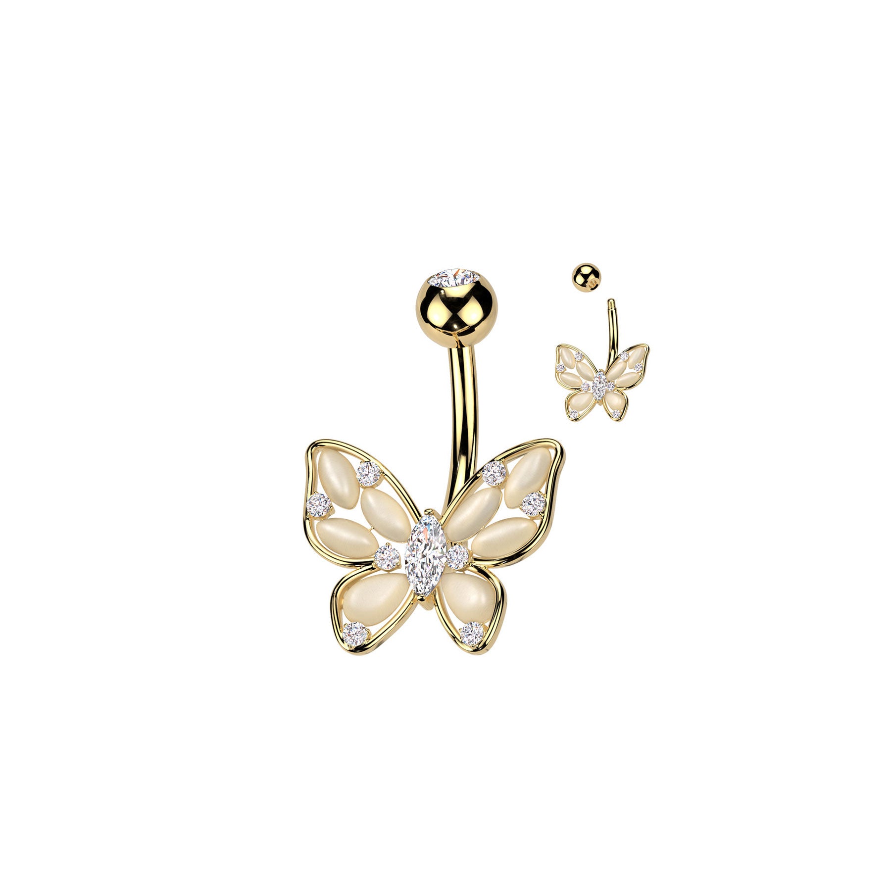 Piercing Nombril KAZOUA en Acier Chirurgical 316L, Zirconium et Resine
